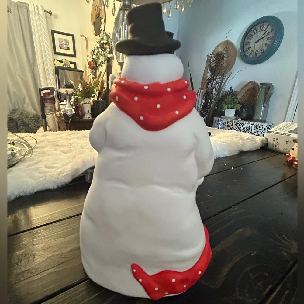 50%offw❤️ Department 56 SNOWMAN Polka Dot Scarf Top Hat Shelf Decor Flat 8